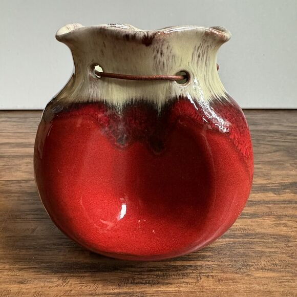 Manuel Garcia Arroyo Pottery Vase Red Glazed Sack Vase Signed Handmade - Picture 3 of 8